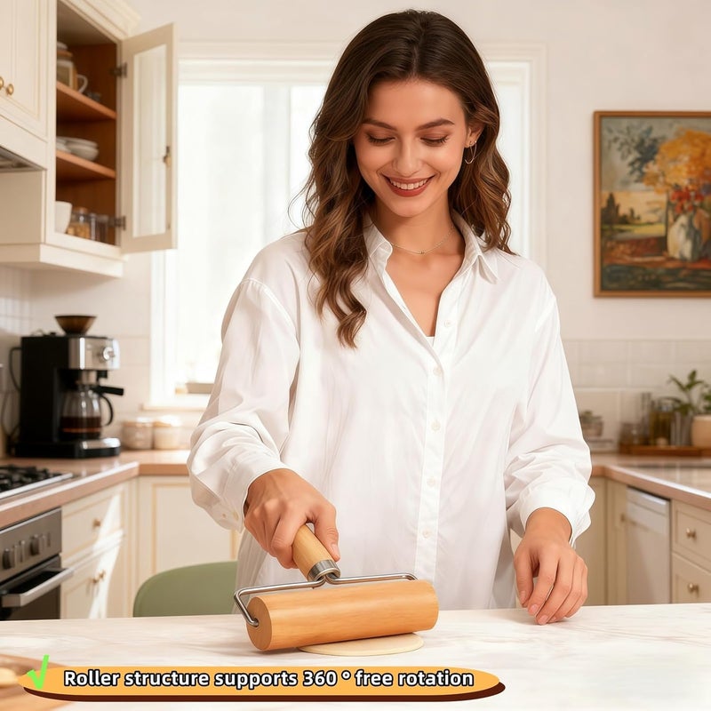 RyanDesign Wooden Rolling Pin Set - Non-Stick Pizza & Dough Roller, Ergonomic Bakery Tool for Cookies, Pie, Bread Dough | Heavy Duty, Easy Clean, Compact Storage | Kitchen Gadget Essential - Image 3